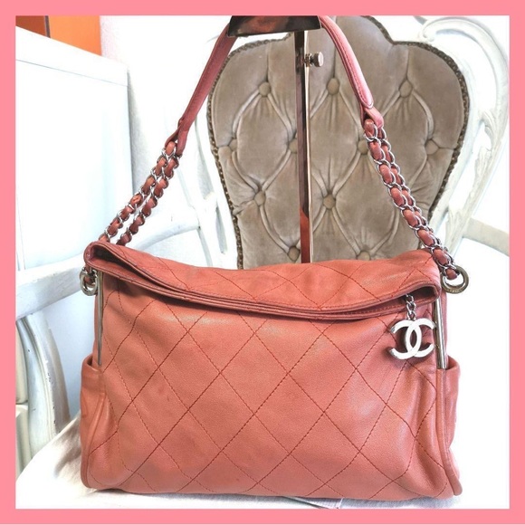 CHANEL Matelasse Chain Shoulder Bag Rose Pink CC 240804T - Picture 1 of 4